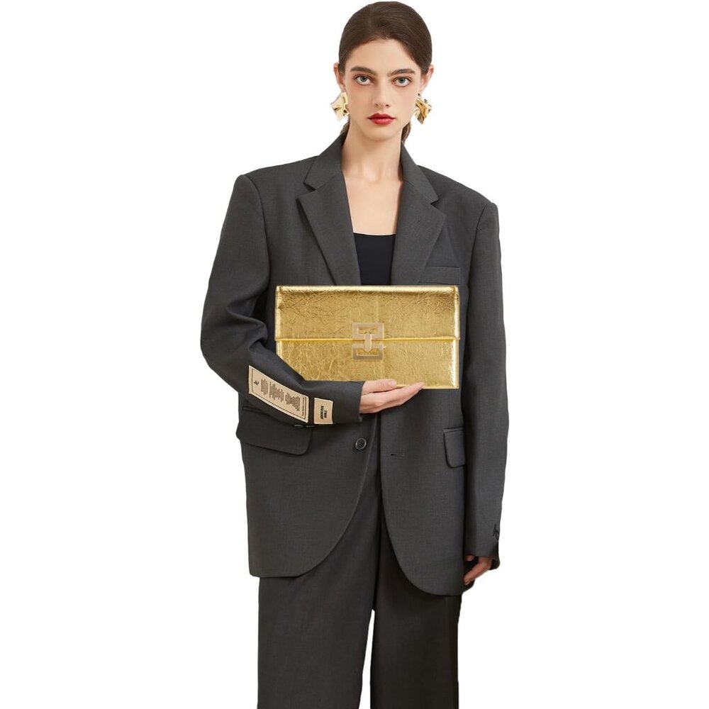 Elegant Gilded Evening Clutch with Twist Lock - Perfect for Parties & Weddings - Picture 2 of 6